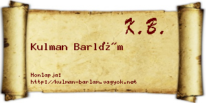 Kulman Barlám névjegykártya